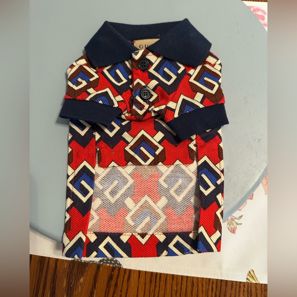 Gucci Red and Blue Geometric Dog Sweater - Picture 3 of 8